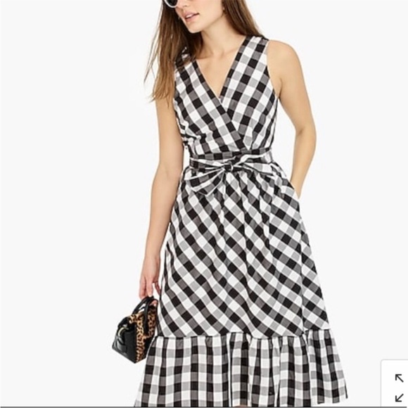 J. Crew Black and White Checkered Dress Size 2 (Without the wrap) - Picture 1 of 14
